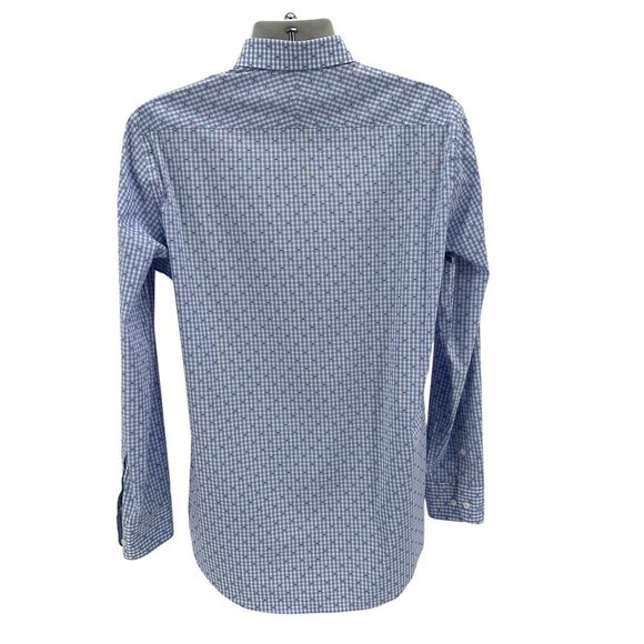 Psycho Bunny Modern Fit Stretch Non Iron Checker Blue White Red Shirt 16 34/35 - Picture 3 of 6